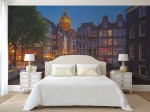 Slaapkamer fotobehang Amsterdam at night